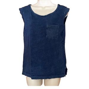 BOGO LOFT Women’s XSP Navy Blue Boxy Sleeveless Top